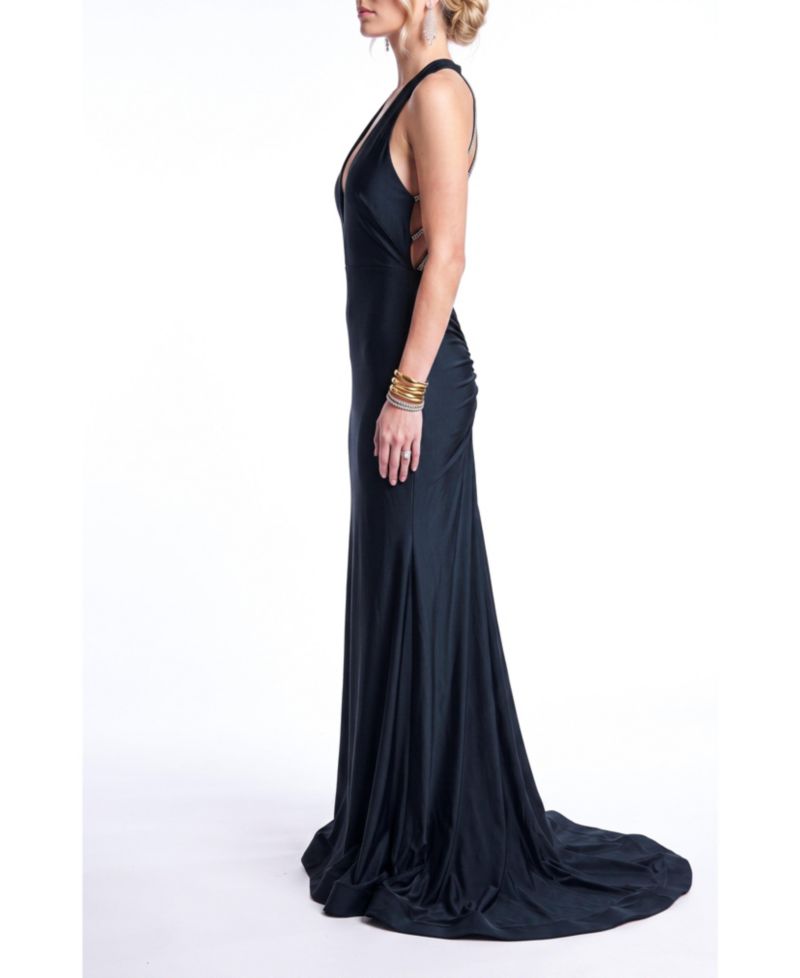 Women's Rhinestone Open-Back Mermaid Evening Gown