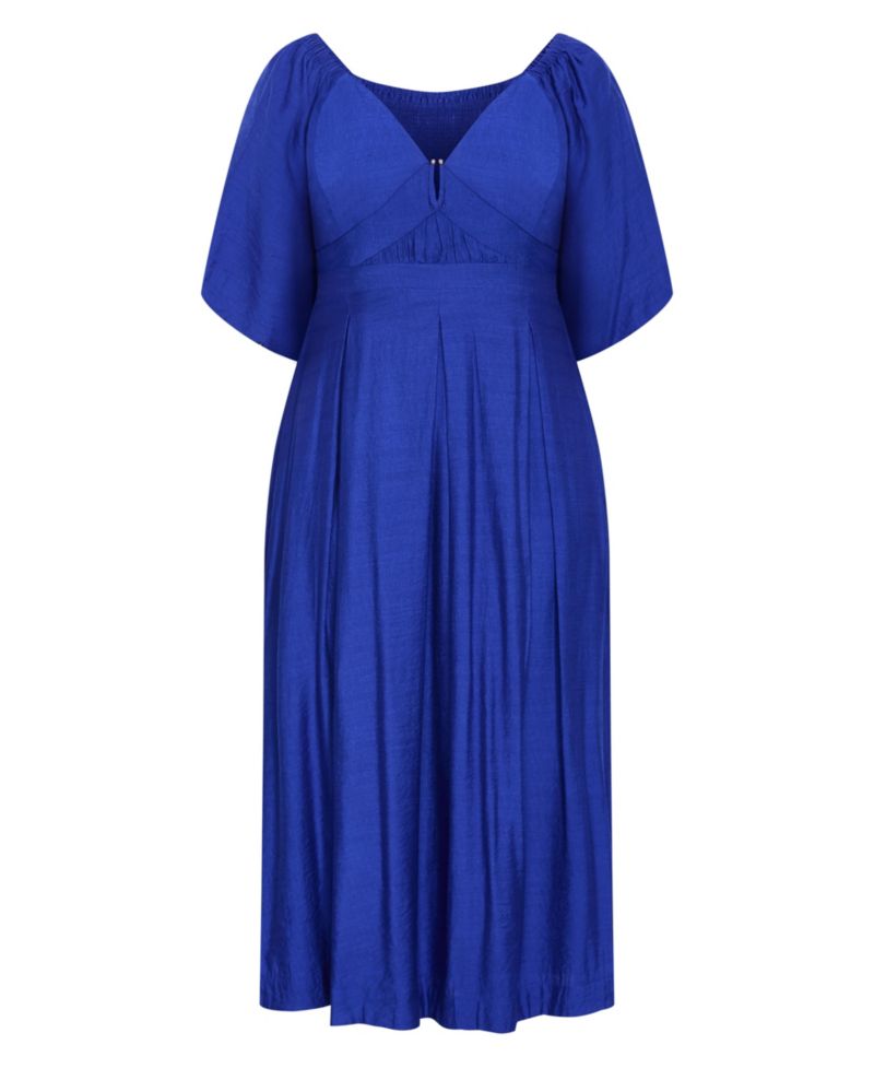 Plus Size Sheree Puff-Sleeve A-Line Midi Dress