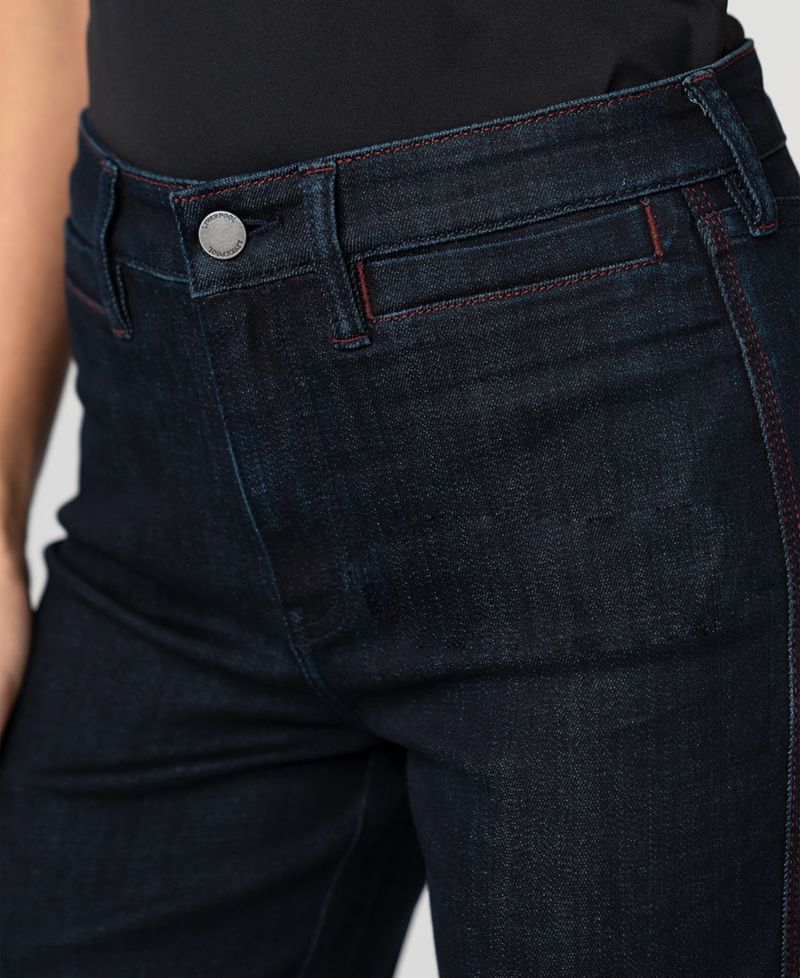 Women's Side Stitch Detail Mid-Rise Straight Jeans