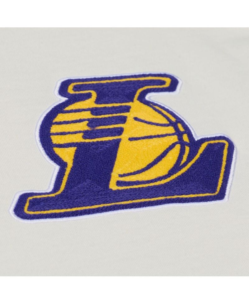 Men's Cream Los Angeles Lakers Hardwood Classics Chainstitch Premium T-Shirt