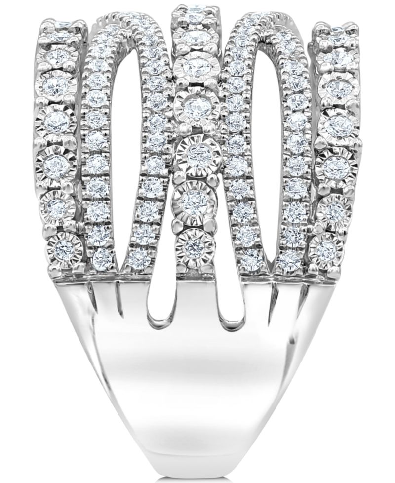 Diamond Multi-Row Crossover Statement Ring (1 ct. t.w.) in Sterling Silver