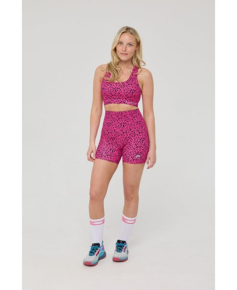 Women's Infinite High Waisted Shorts - Pink Leopard