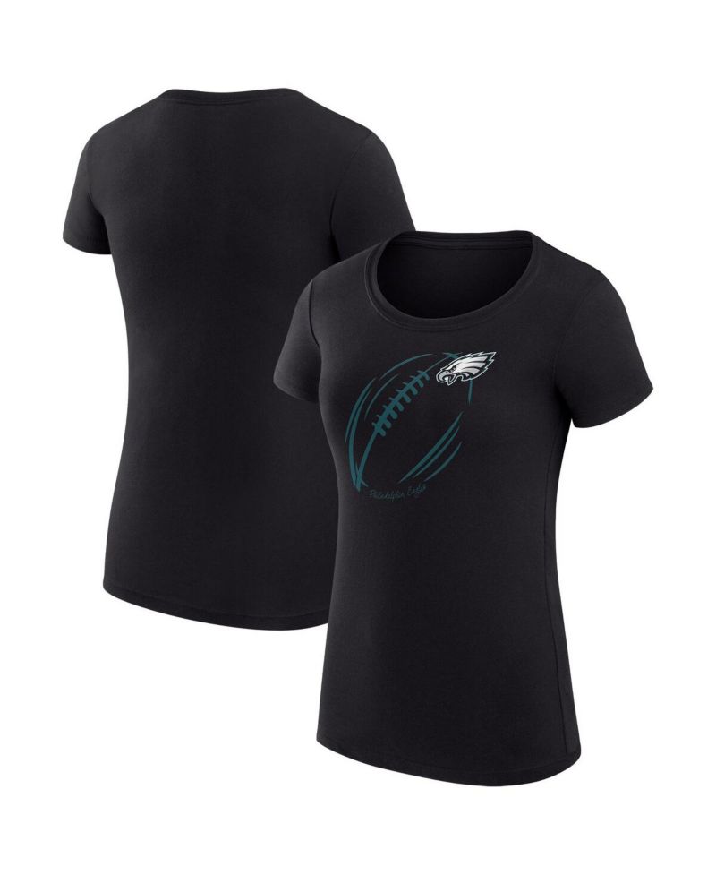 Women's Black Philadelphia Eagles Super-Slim Fit Lightweight Subtle Football T-Shirt