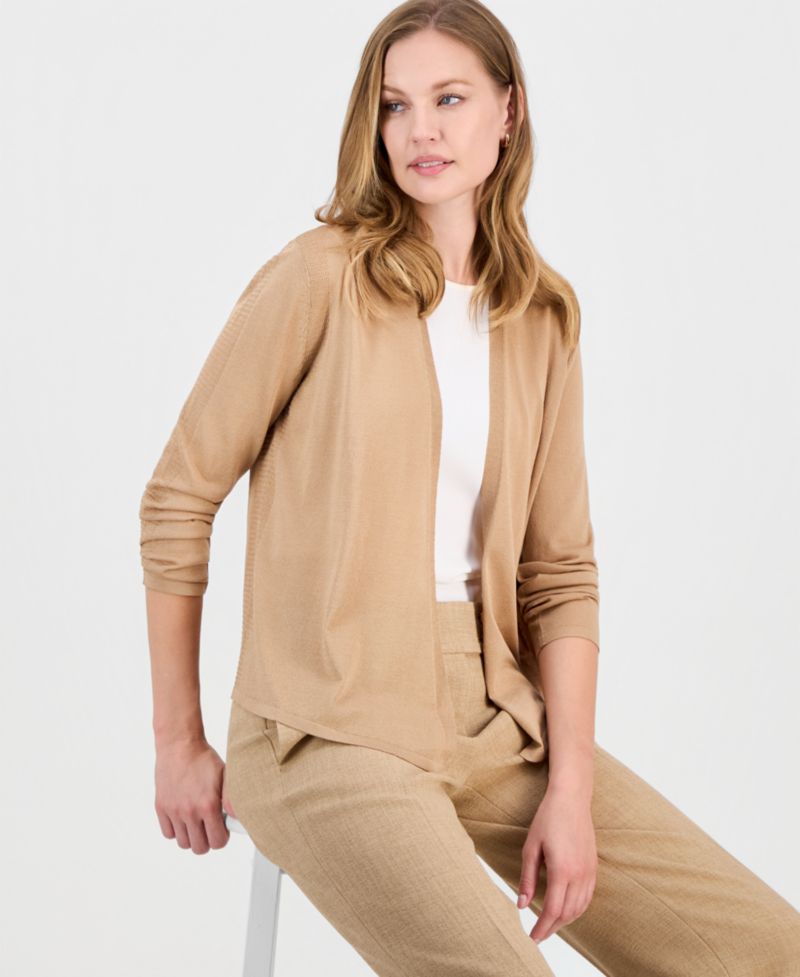 Women's Stitch-Detail Open-Front Cardigan Sweater