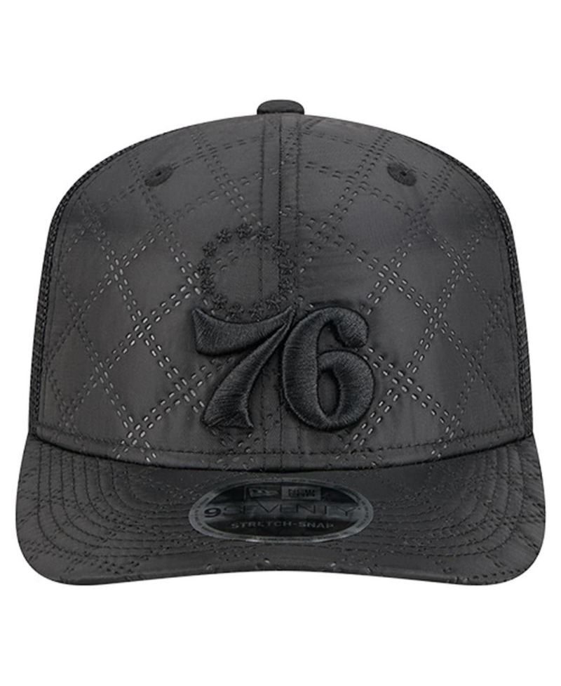 Men's Black Philadelphia 76ers Quilted 9SEVENTY Trucker Adjustable Hat