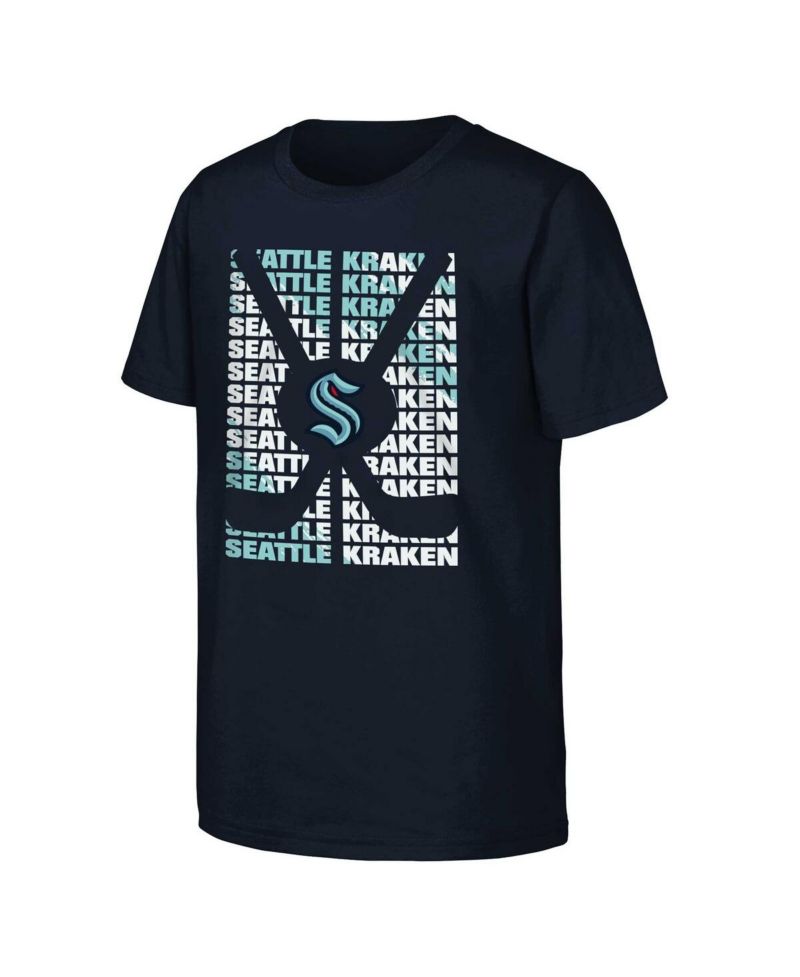 Big Boys and Girls Deep Sea Blue Seattle Kraken Box T-Shirt