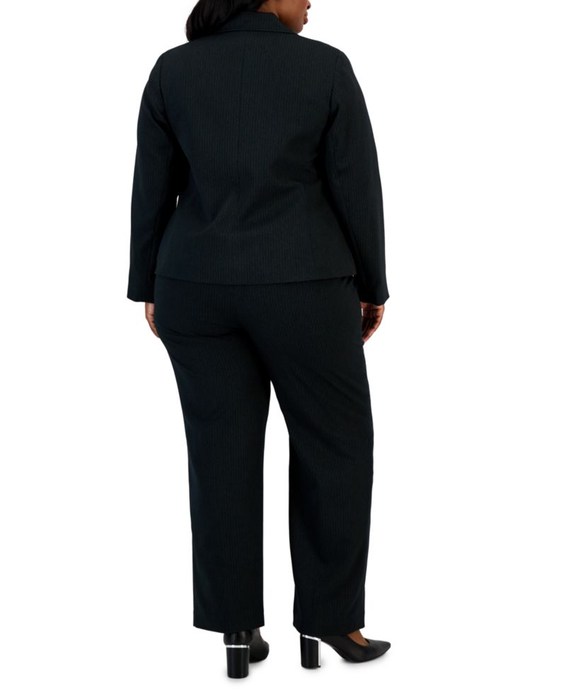 Plus Size Two-Button Pinstriped 2 Piece Pantsuit