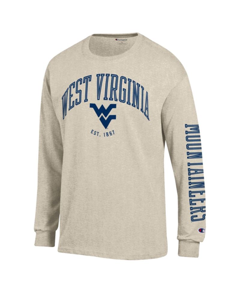 Men's West Virginia Mountaineers Neutral Arch Long-Sleeve Crewneck T-Shirt