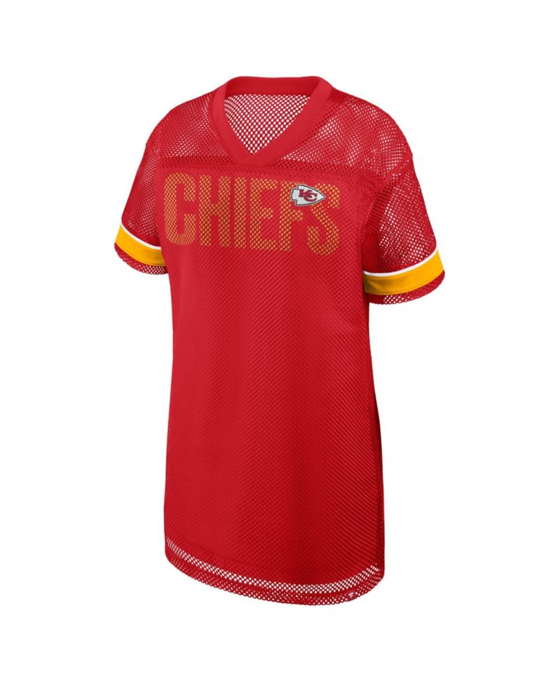 Women's Kansas City Chiefs Team First Deep Route Short-Sleeve Mesh Dress