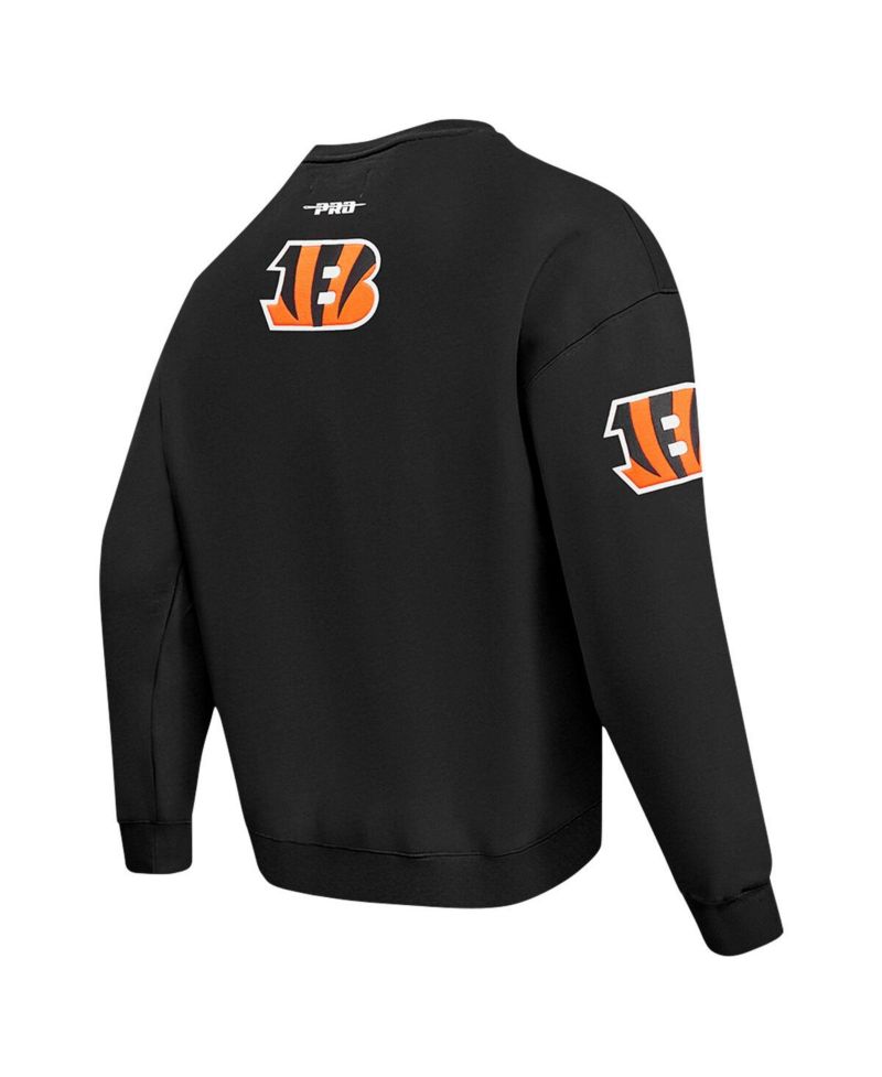Men's Black Cincinnati Bengals Turn It Up Drop Shoulder Pullover Sweatshirt