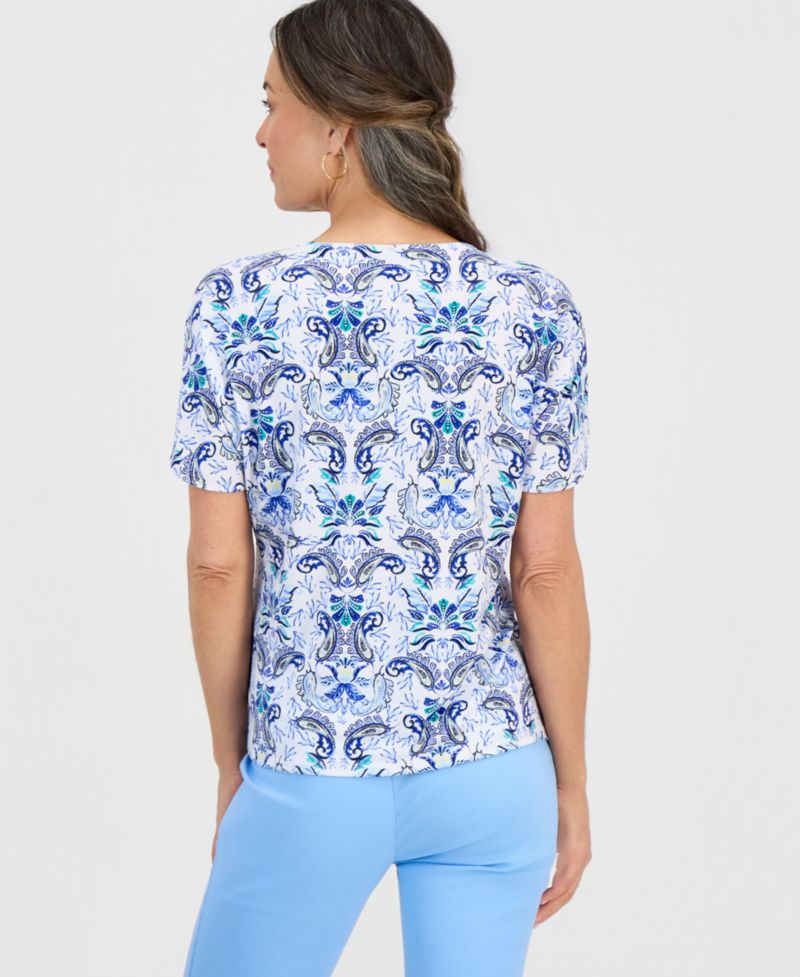 Petite Luca Paisley Keyhole Top