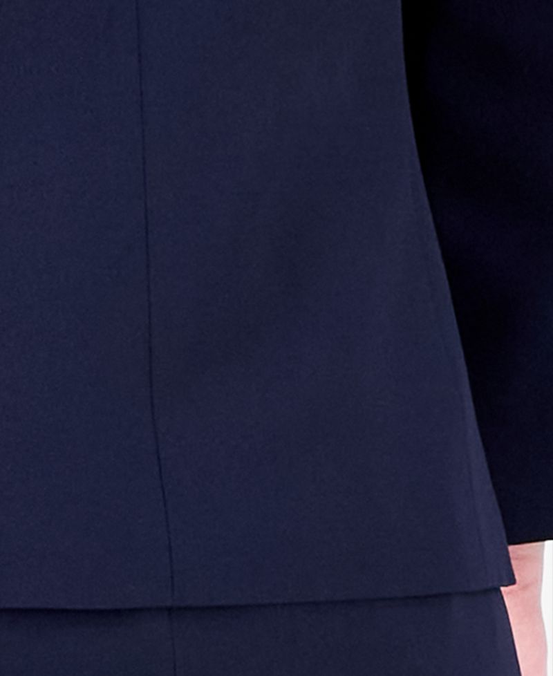 Plus Size Three-Button Notched Collar Blazer & Skirt Suit