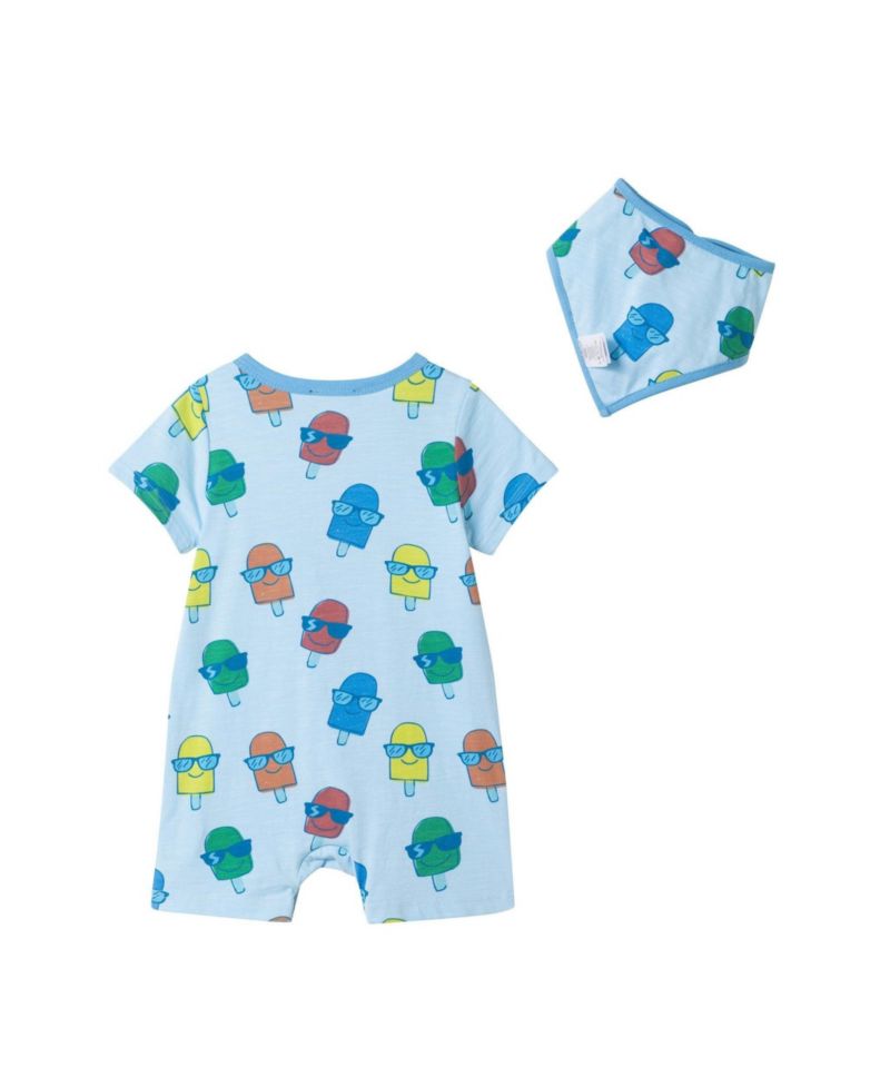 Baby Boys Ice-Pops Henley Romper and Bib Set