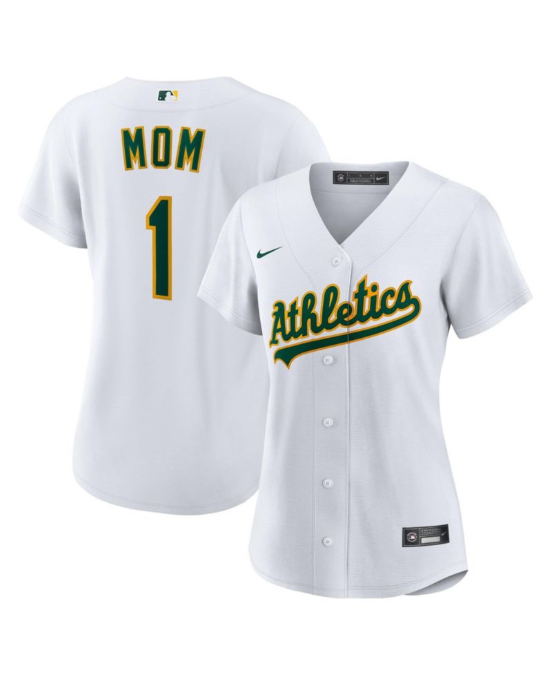Women's Oakland Athletics 1 Mom Home Replica Short-Sleeve Jersey