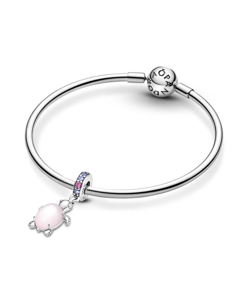 Manmade Crystals Murano Glass Pink Sea Turtle Dangle Charm