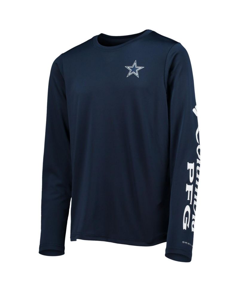 Big Boys Navy and White Dallas Cowboys Terminal Tackle Omni-Shade Long Sleeve T-shirt