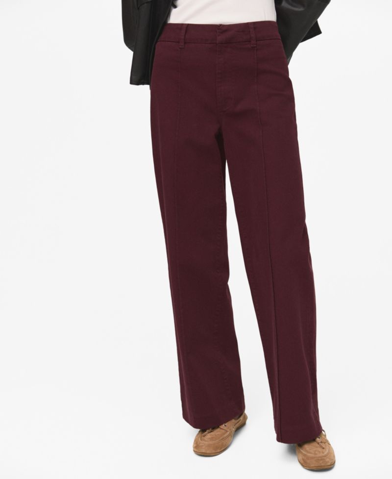 Women's Stitching Detail High-Waisted Wide-Leg Jeans
