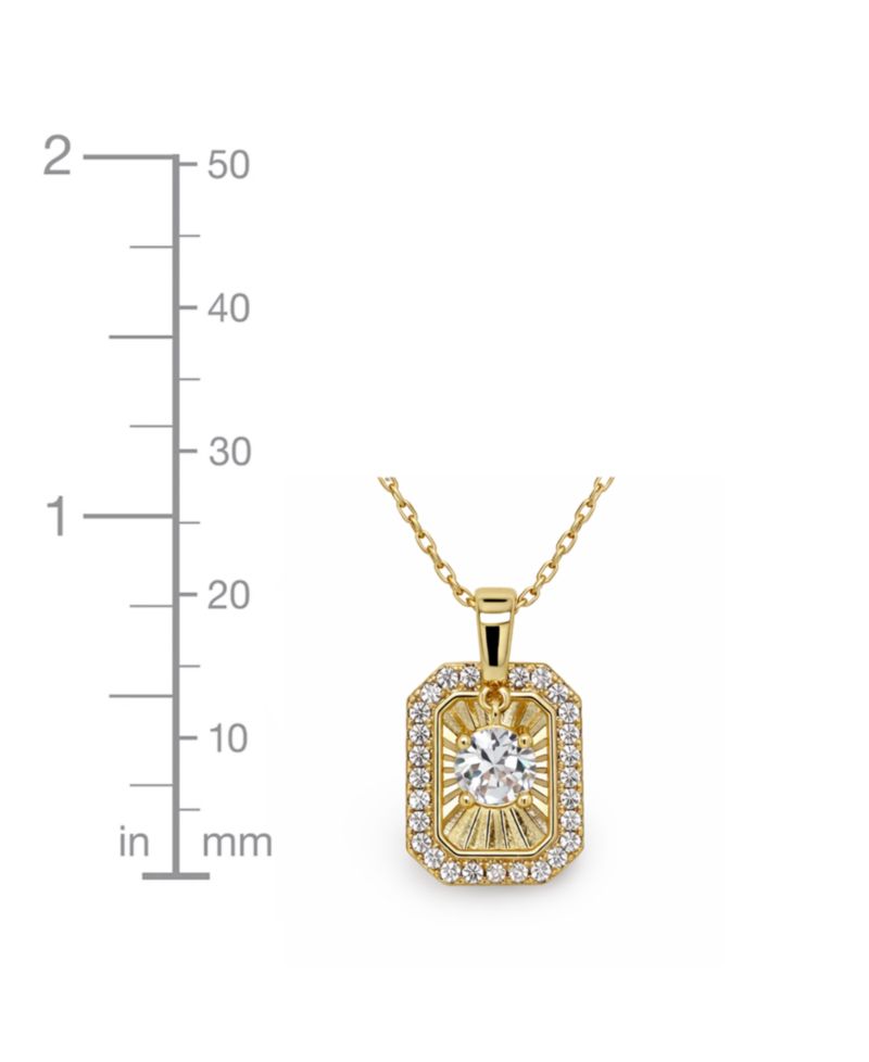 Cubic Zirconia Framed Pendant Necklace
