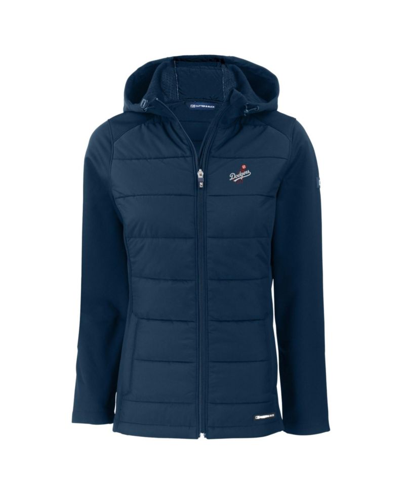 Women's Navy Los Angeles Dodgers Evoke Hybrid Eco Softshell Full-Zip Hoodie Jacket