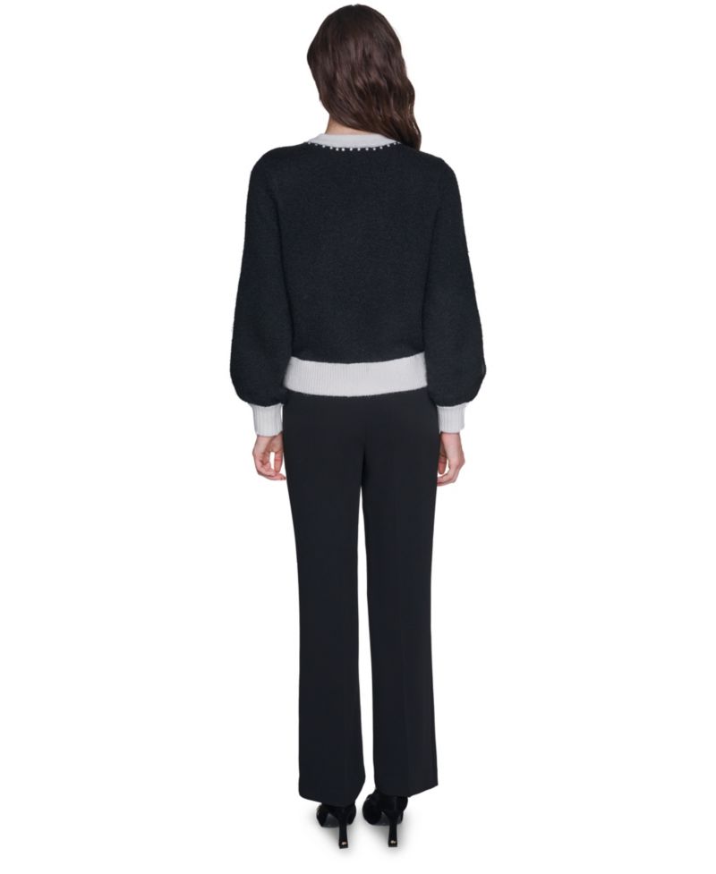 Women's Crystal-Trim Colorblock Cardigan Sweater