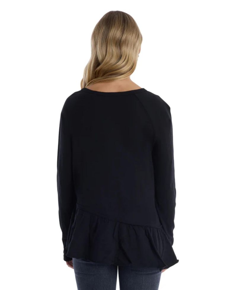 Women's Clothing Raglan Long Sleeve Asymmetric Peplum