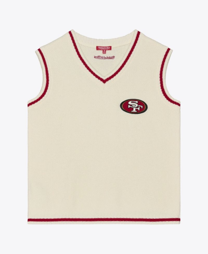 Women's Cream San Francisco 49ers Retro Roots V-Neck Sweater Vest