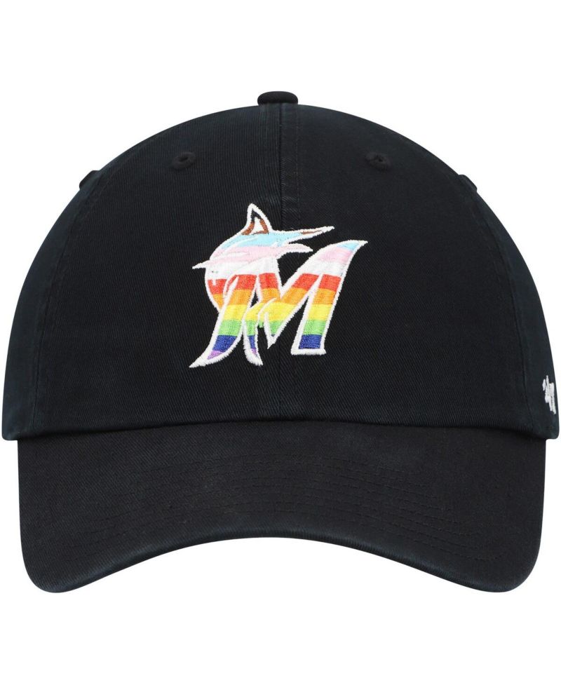 Men's Black Miami Marlins Team Pride Clean Up Adjustable Hat