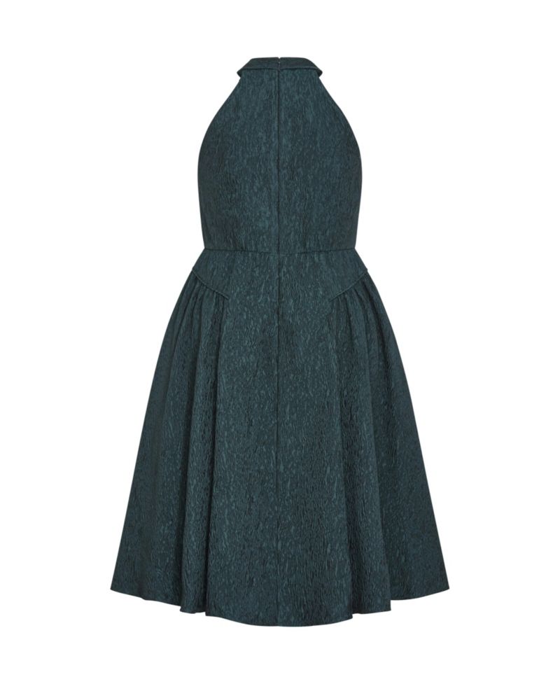 Plus Size Halter Jacquard A-Line Midi Dress