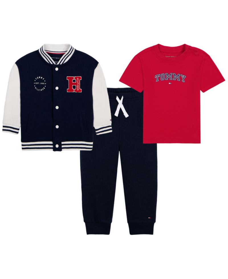 Baby Boys' Fleece Varsity Jacket, T-Shirt and Jogger Pants, 3-Piece Set