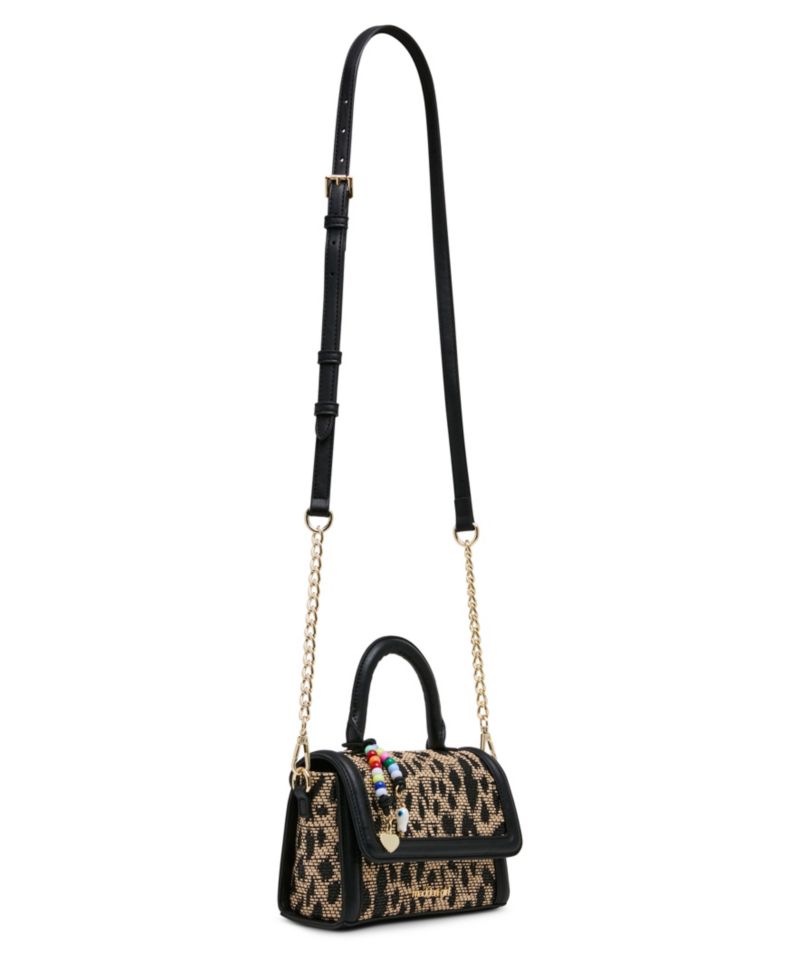 Davinas Straw Mini Top Handle Satchel Handbag