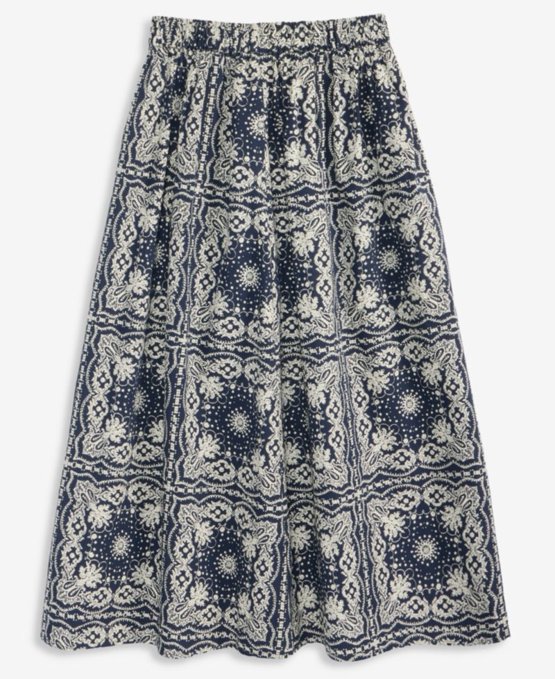 Women's Bandana Cotton Pull-On Midi Skirt