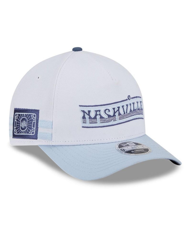 Men's White/Light Blue Nashville SC 2025 Jersey Hook 9FORTY M-Crown Adjustable Hat
