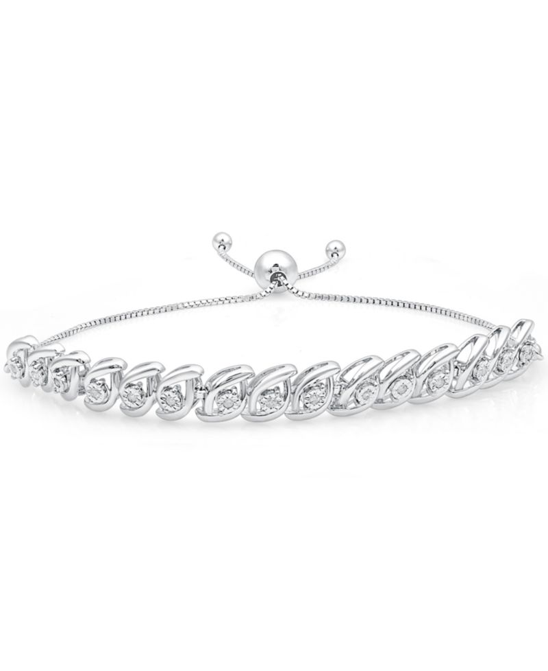 Diamond Wave Bolo Bracelet (1/6 ct. t.w.) in Sterling Silver