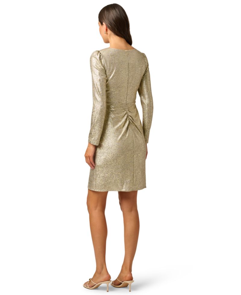 Plus Foiled Long-Sleeve Dress