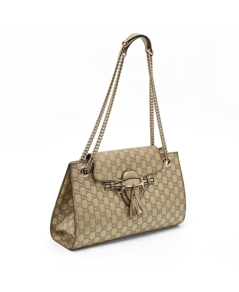 Women's Emily Large Gucci Sima Leather Chain Shoulder Bag