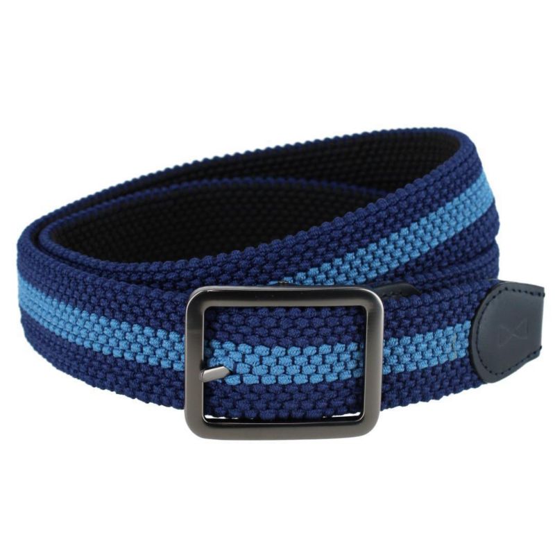 Big & Tall Arturo Black and Blue Striped Reversible Braided Belt