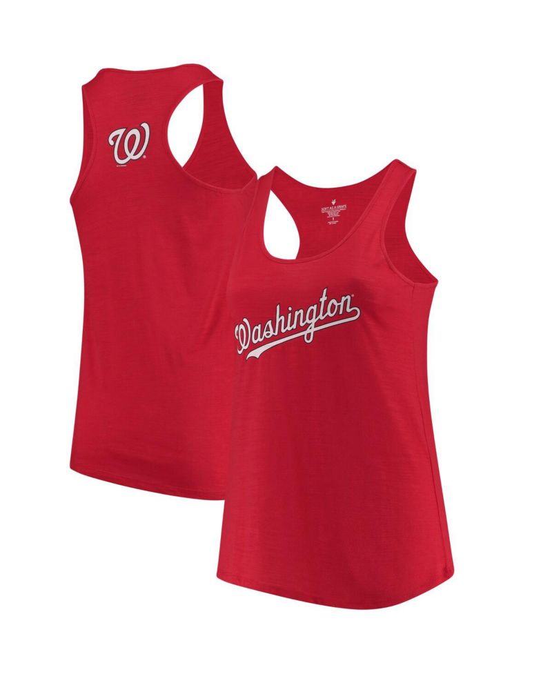 Women's Red Washington Nationals Plus Size Swing for the Fences Racerback Tank Top