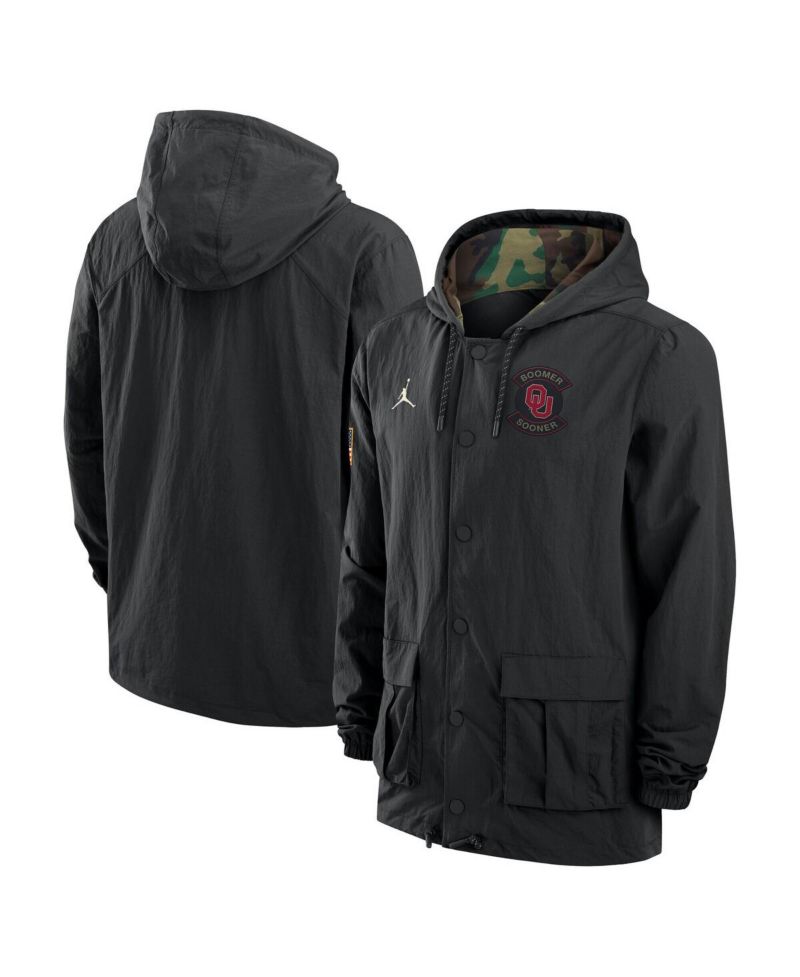 Men's Black Oklahoma Sooners 2025 NCAA Military Appreciation Full-Snap Jacket