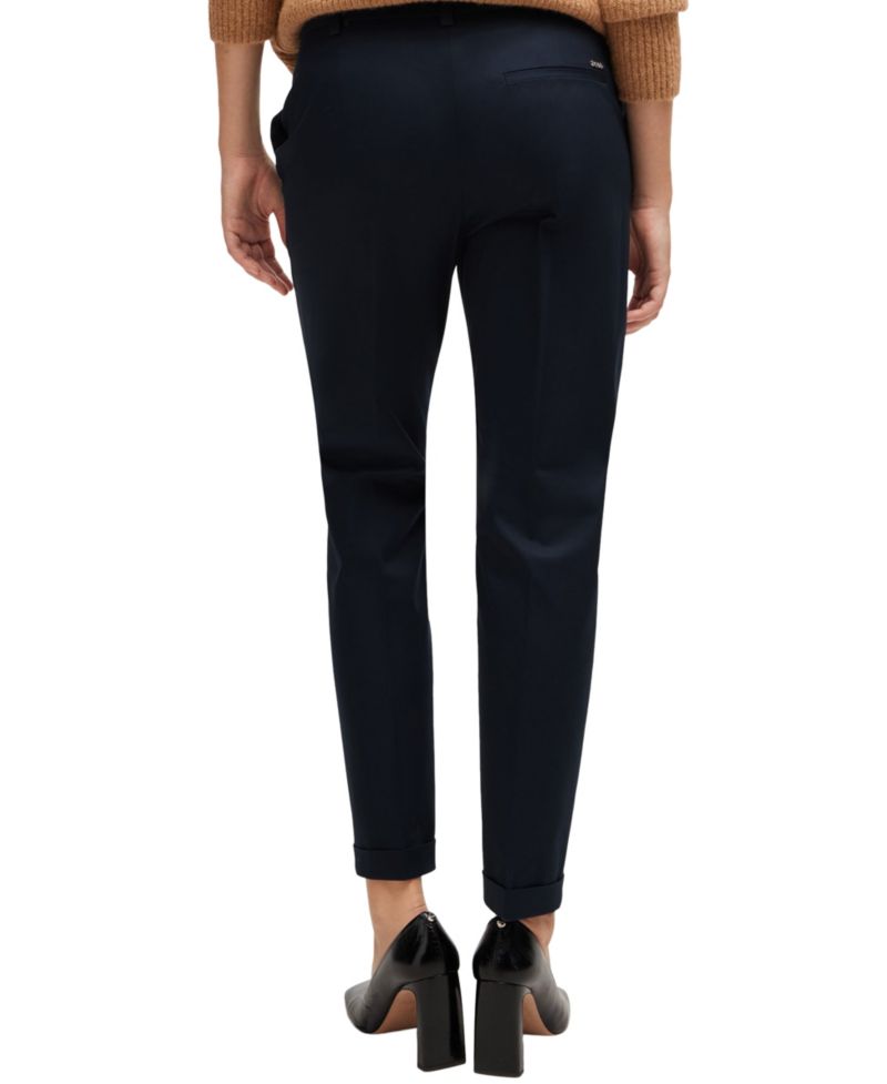 BOSS by Women's Stretch-Cotton Twill Regular-Fit Trousers