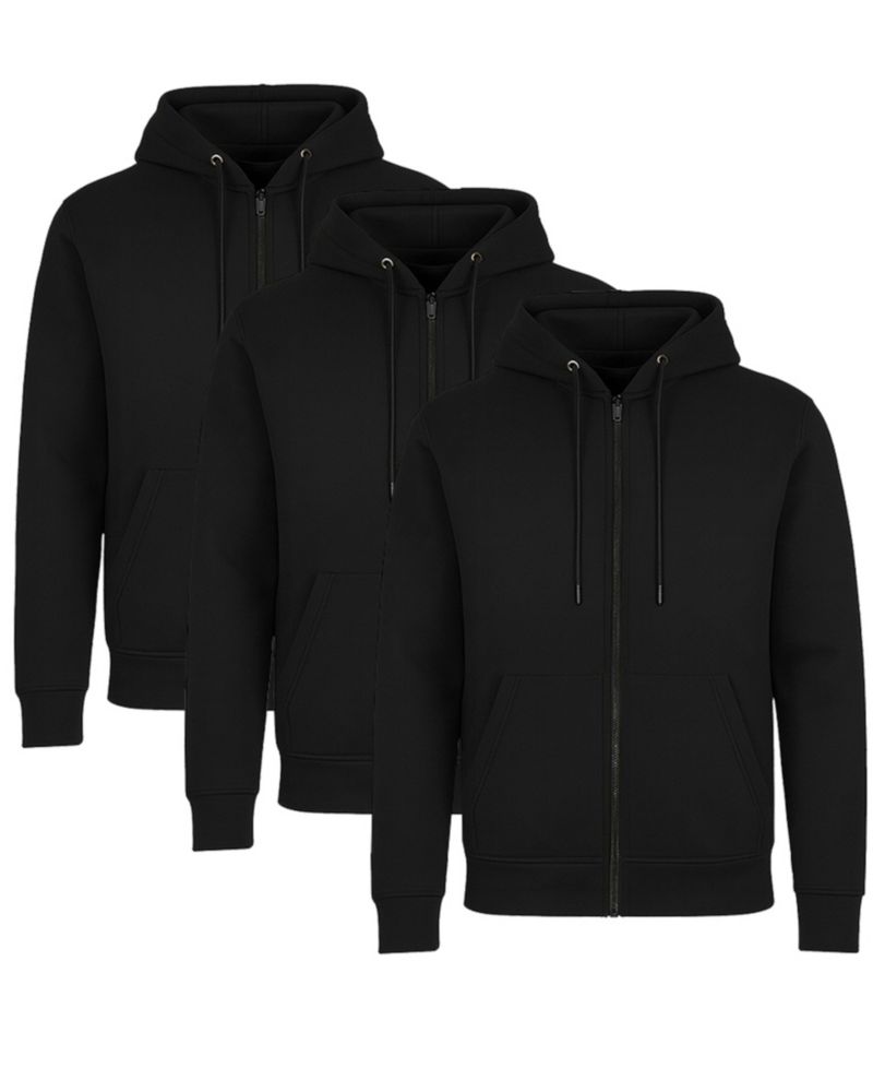 Men's Lined Full-Zip Hoodie, 3-Pack