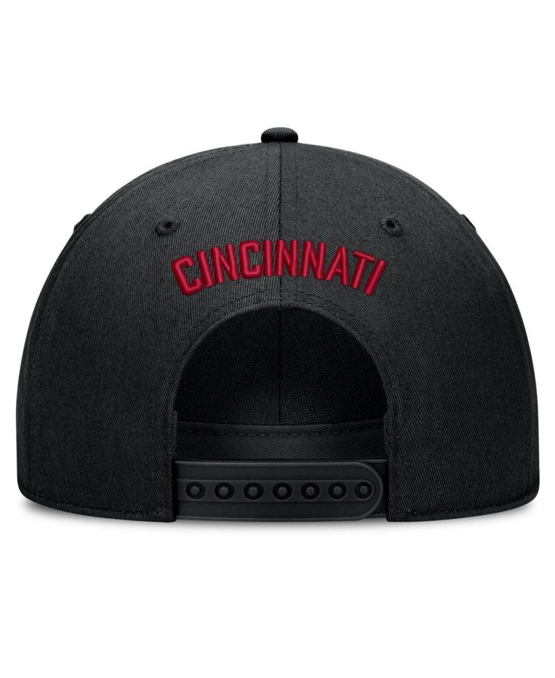 Men's Black Cincinnati Reds Cooperstown Rise Adjustable Hat