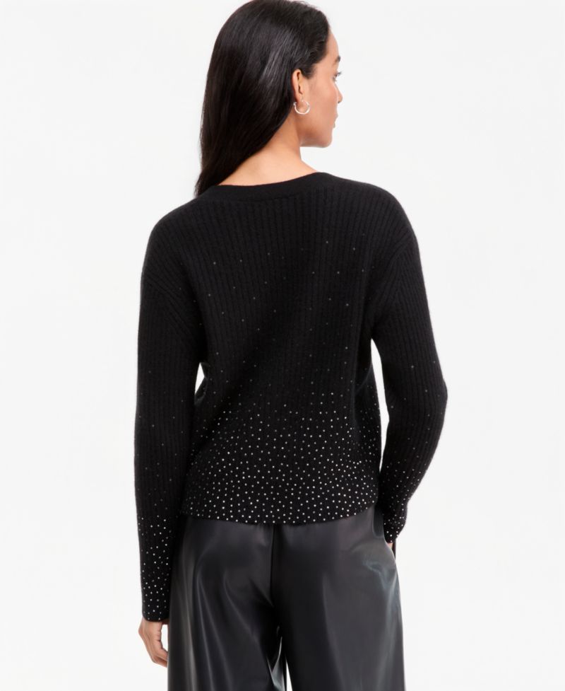Women's 100% Cashmere Embellished Boyfriend Cardigan