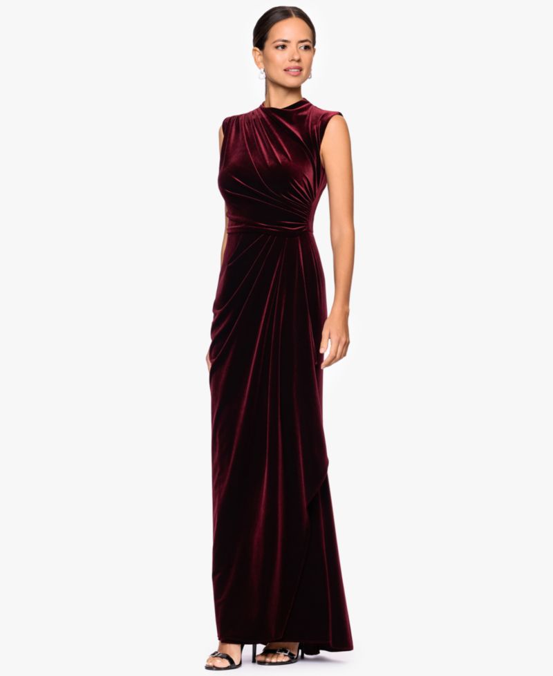 Women's Cherie Long Velvet Mock Neck Gown