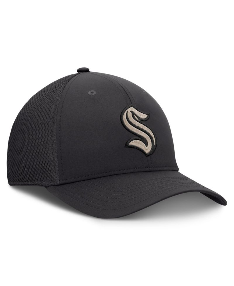 Men's Charcoal Seattle Kraken Road Meshback Stretch Hat