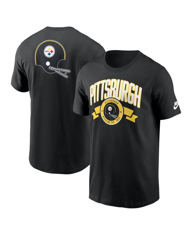 Men's Black Pittsburgh Steelers Rewind Front and Back Hit Essential T-Shirt