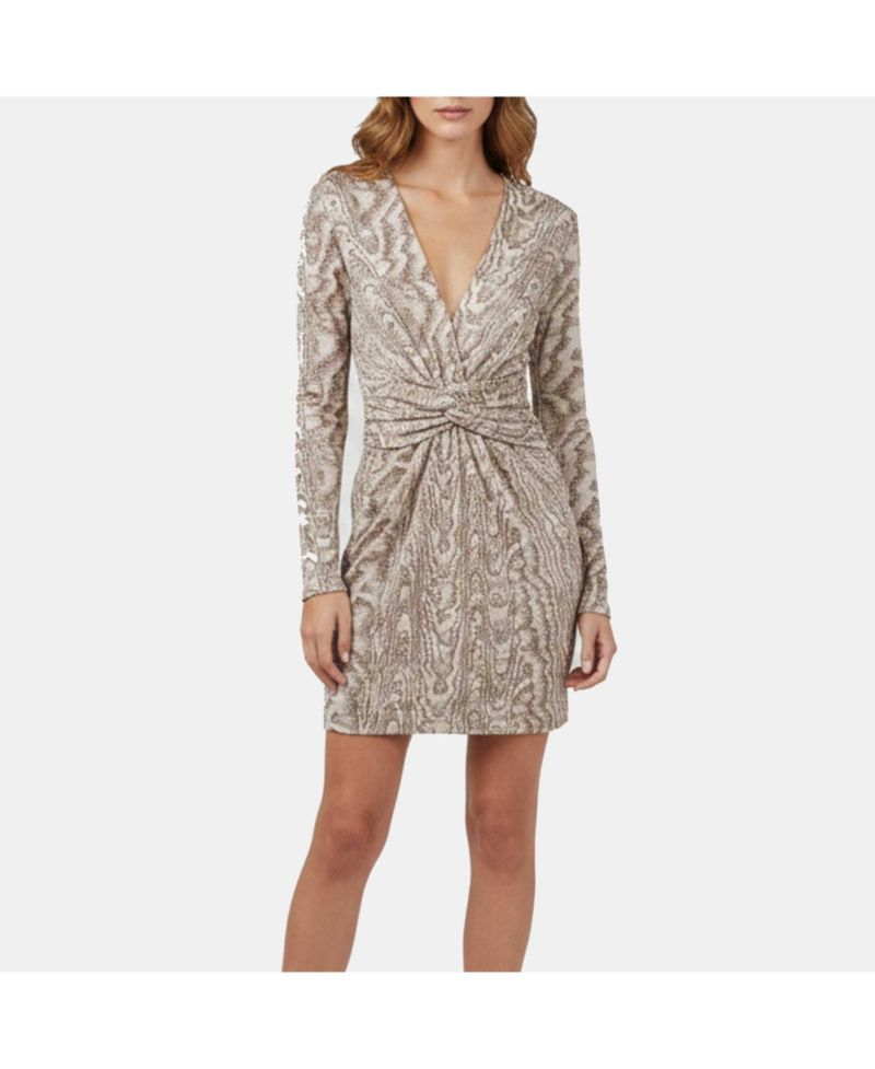 Women's Metallic Jacquard Knit Twisted Mini Dress