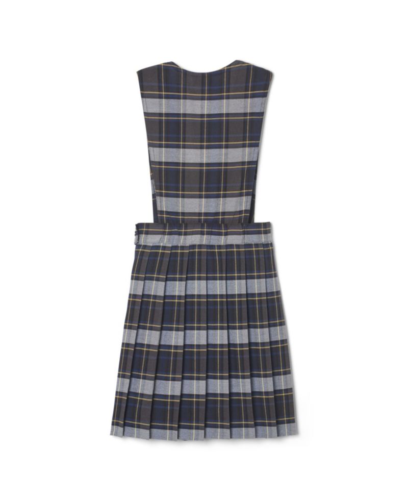 Big Girls V-Neck Pleated Plaid Jumper