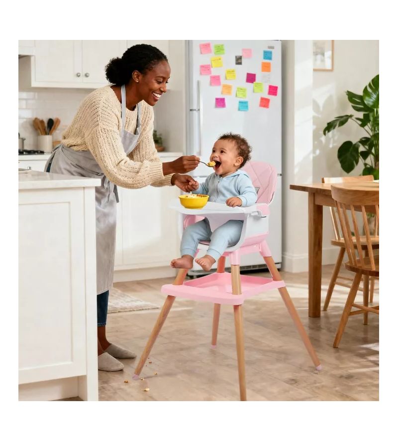7-in-1 Convertible Baby High Chair with Removable Tray and 5-Point Harness