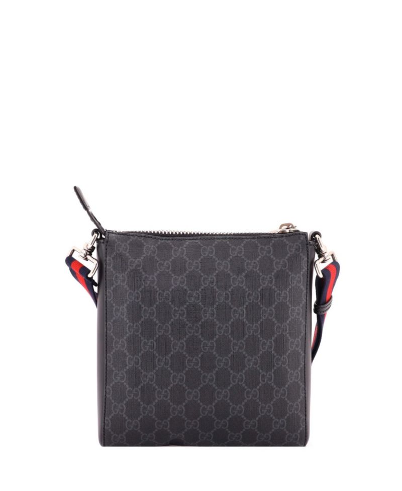 Small Web Strap Front Zip Messenger Bag GG Coated Canvas