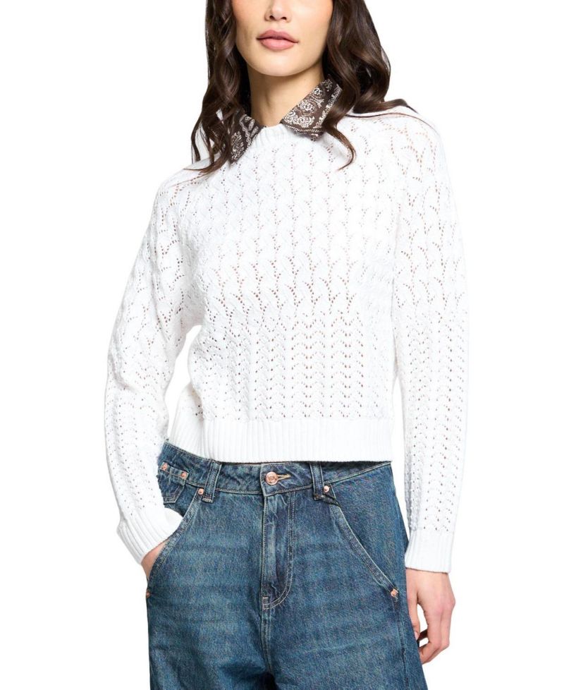 Women's Wren Long-Sleeve Openwork-Knit Lightweight Sweater